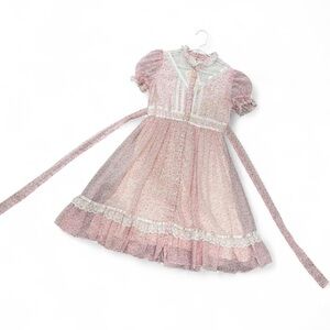 Gunne Sax Kids Pink and White Lace Dress